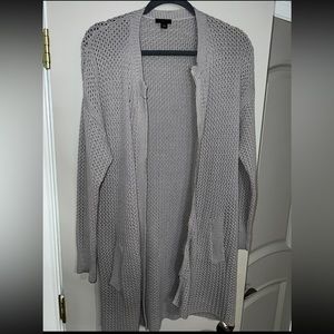 Gray Long Zip Up Sweater, Ann Taylor, Size Medium
